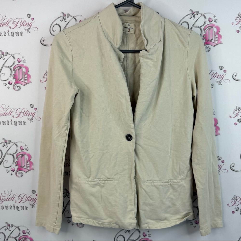 Hartford cardigan jacket blazer tan cream white collared Women's Beige Blazer